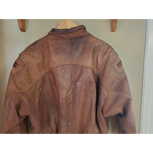 Vintage Burk's Bay Distressed Brown Leather Jacket, Size XL, RN 76727 - Picture 12 of 12